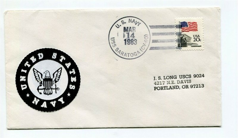 US Naval Ship Cover - USS SARATOGA (CV 60) - 1983