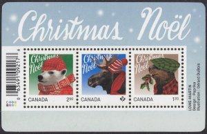 Canada 2879 Christmas Animals souvenir sheet MNH 2015