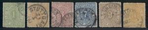 GERMAN STATES WURTTEMBERG #47-52, Complete set, used, VF, Scott $246.50