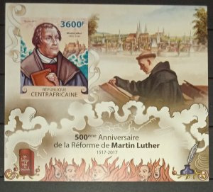 CENTRAFRICAINE 2017 SHEET IMPERF MARTIN LUTHER PROTESTANT REFORMER LUTERO