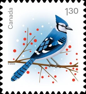 BLUE JAY = CHRISTMAS BIRDS = USA rate = LOGO & BARCODE Pair from BK Canada 2022