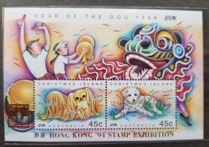 Australia Christmas Island Year Of Dog 1994 Chinese Lunar (ms MNH *Hong Kong O/P