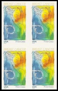 US B5a Breast Cancer imperf NDC block 4 MNH 2014