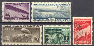 Russia Sc# C20-C24 Used (b) 1931-1932 10k-1r Airships