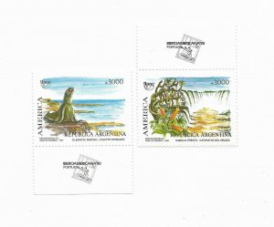 ARGENTINA 1990 UPAE ENVIRONMENT NATURE HISTORY SET OF 2 VALUES MINT NH 1709/10