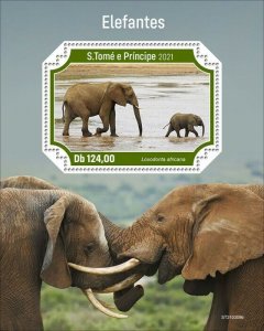 Sao Tome & Principe 2021 MNH Wild Animals Stamps Elephants Elephant 1v S/S