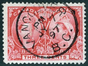 Canada Sc 53 Bright Rose 3¢ 1897 Jubilee Used Vancouver BC 97 CDS Cancel