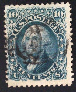 Scott #68a - F/VF - 10c Dark Green - Washington - Used - 1861