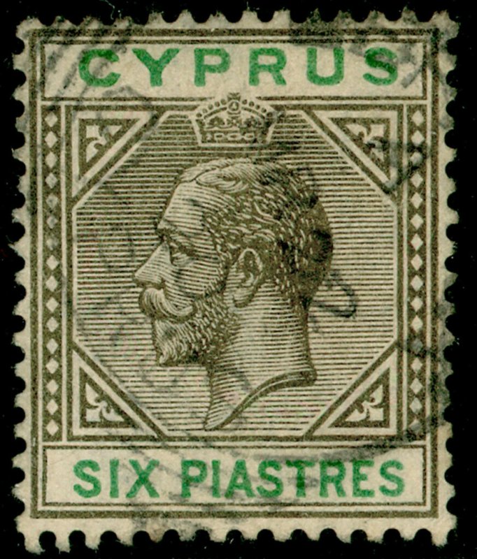 CYPRUS SG80, 6pi sepia & green, FINE USED. Cat £11.