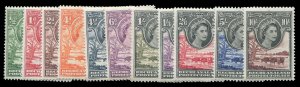 Bechuanaland Protectorate #154-165 Cat$116.35, 1955-58 QEII, complete set, fo...