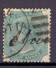 India 1860 used 4a. green   #