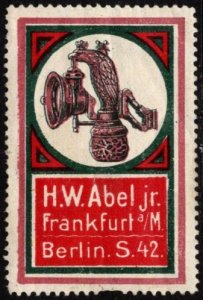 Vintage Germany Poster Stamp H. W. Abel Bicycle Lamps