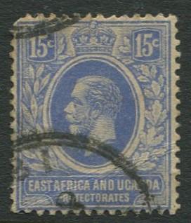 East Africa & Uganda - Scott 45 - KGV Definitive -1912 - Used -Single 15c Stamp