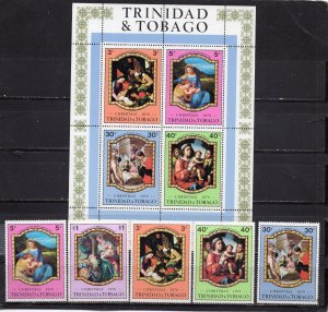 TRINIDD & TOBAGO 1970 CHRISTMAS PAINTINGS SET OF 5 STAMPS & S/S MNH