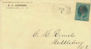 United States U.S. R.P.O.'s St. Albans & Boston 1881 24-I-2 geometric  3c Was...