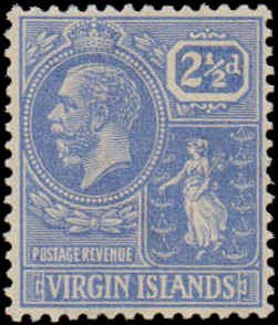 Virgin Islands #59, Incomplete Set, 1922-1928, Hinged