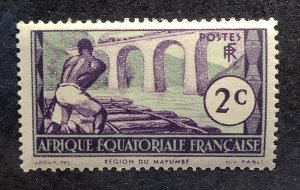 French Equatorial Africa 1937 Scott 34  MH - 2c, Logging on Loeme River