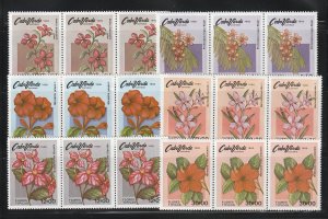 Cape Verde 416-421 Strips Of 3 Set MNH Flowers (B)