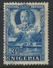 Nigeria  SG 38a  SC# 42a perf 12½ x 13½ Used 1936 issue Fishing Village  pl...