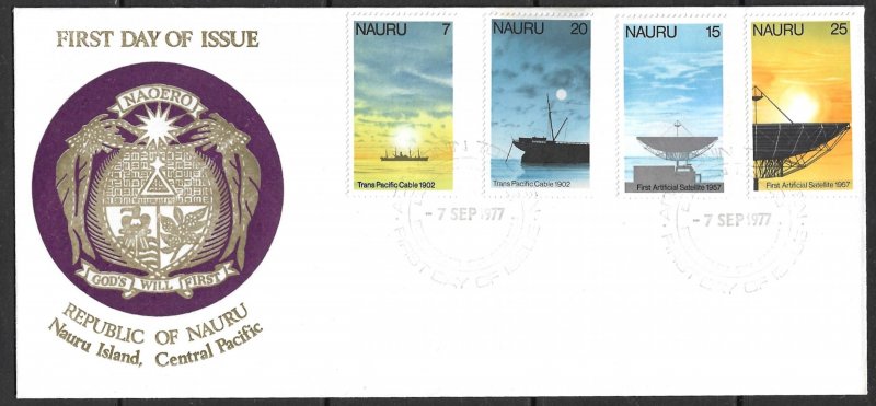 NAURU 1977 Transpacific Cable Anniversary Set Sc 152-155 on Cachet FDC