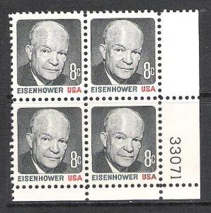 US #1394 Eisenhower Plate Block MNH