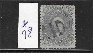 US #78 1861-66 WASHINGTON 24 CENTS  (LILAC)- USED