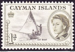 CAYMAN ISLANDS 1962 QEII 1d Black & Yellow-Olive SG166 MH