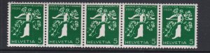 Switzerland #256,260,264 MNH 1939 exposition coil stamps strip + control number
