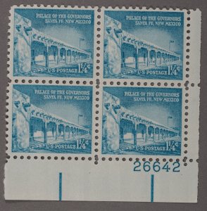 United States #1031A MNH VF Plate Block Gum VF Palace Goverors New Mexico