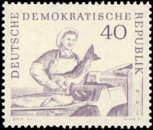 Germany DDR  #545-548, Complete Set(4), 1961, Fish, Ships, Never Hinged