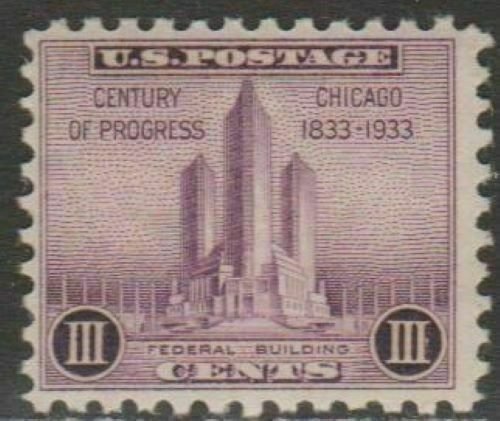 Scott# 729 - 1933 Commemoratives - 3 cents Century of Progress Single