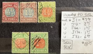 Victoria Postage Due Selection #J1//J22- SCV=$18.25