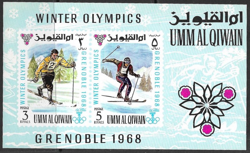 UMM AL QIWAIN 1968 Winter Olympics Grenoble Souvenir Sheet Mi.BLK12 MNH