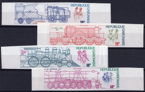 Gabon 1975 Sc#C162/C165 LOCOMOTIVES Set (4) IMPERFORATED MNH