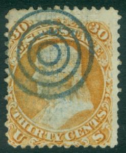 EDW1949SELL : USA 1868 Sc #100 Used Neat Blue Target cancel. PSAG Cert Cat $950+ 