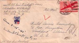 United States A.P.O.'s 6c Transport 1945 U.S. Army Postal Service, A.P.O. 102...