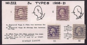 Stanley Gibbons Educator Packet #222 3c Types 1908-21 like TASCO! Nowell-Usticke