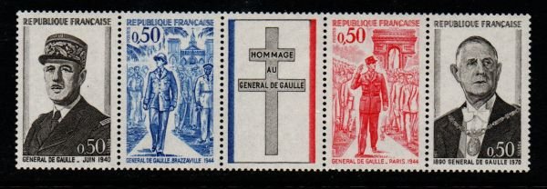 France Sc  1325a 1971 De Gaulle stamp strip mint NH