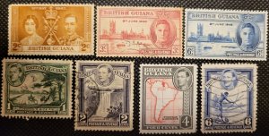 British Guiana, 1937-52, George VI issues, remnant set of 7, SCV$3.30