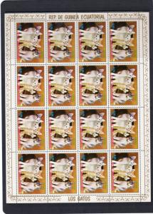 Equatorial Guinea 1976 Mi#1016/1022 CATS 7 Mini-Sheetlets Perforated Unfolded