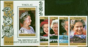 Tokelau 1996 QEII 70th Birthday Set of 5 SG240-MS244 V.F MNH