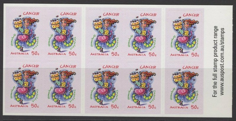 AUSTRALIA SGSB233(2799a) 2007 SIGNS OF THE ZODIAC (CANCER) $5 SELF ADHESIVES MNH