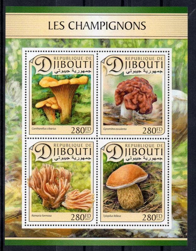 DJIBOUTI - MUSHROOMS - M/S - 4 Stamps - 2017 -