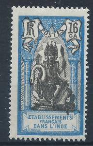 FRENCH INDIAN SETTLEMENTS 1929 SG95 16ca - black and blue Brahma Mint MNH