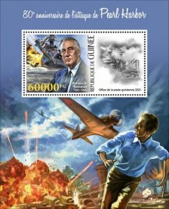 Guinea - 2021 WWII Pearl Harbor Attack - Stamp Souvenir Sheet - GU210357b