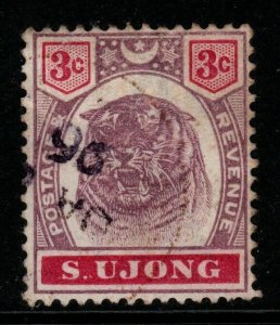 MALAYA SUNGEI UJONG SG55 1895 3c DULL PURPLE & CARMINE FINE USED