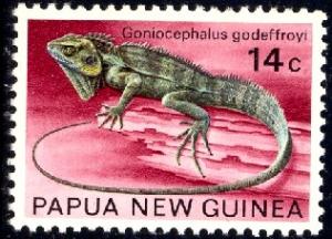 Lizard, Angle-Headed Agamid, Papua New Guinea SC#345 MNH