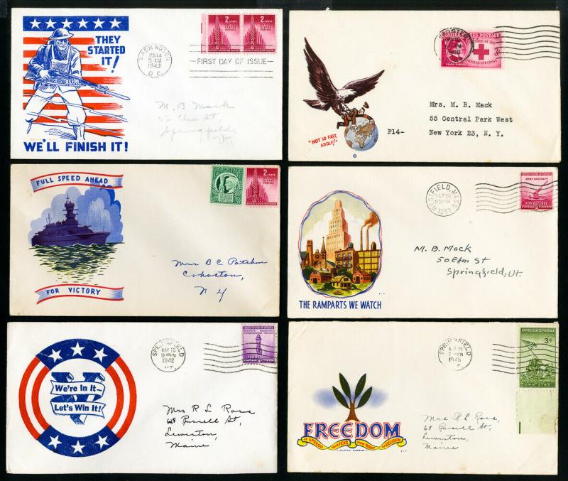 US Collection of 50 WWII Stamp Covers