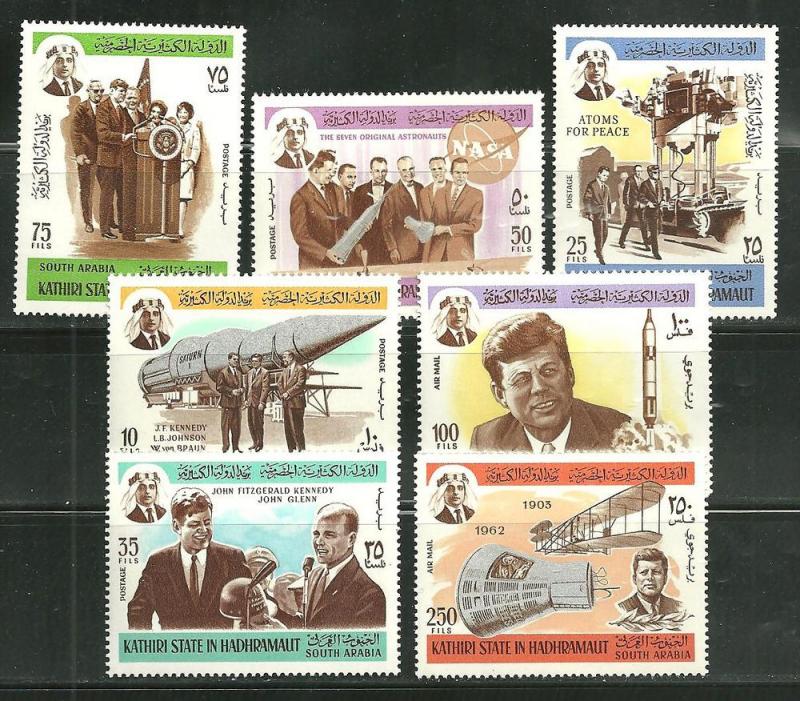 Kathiri State in Hadhramaut MI 166a-72a MNH JFK and Space 