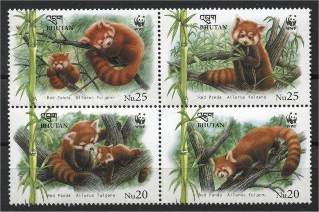 BHUTAN PANDA SE-TENANT BLOCK OF 4 FROM 2009 MNH	